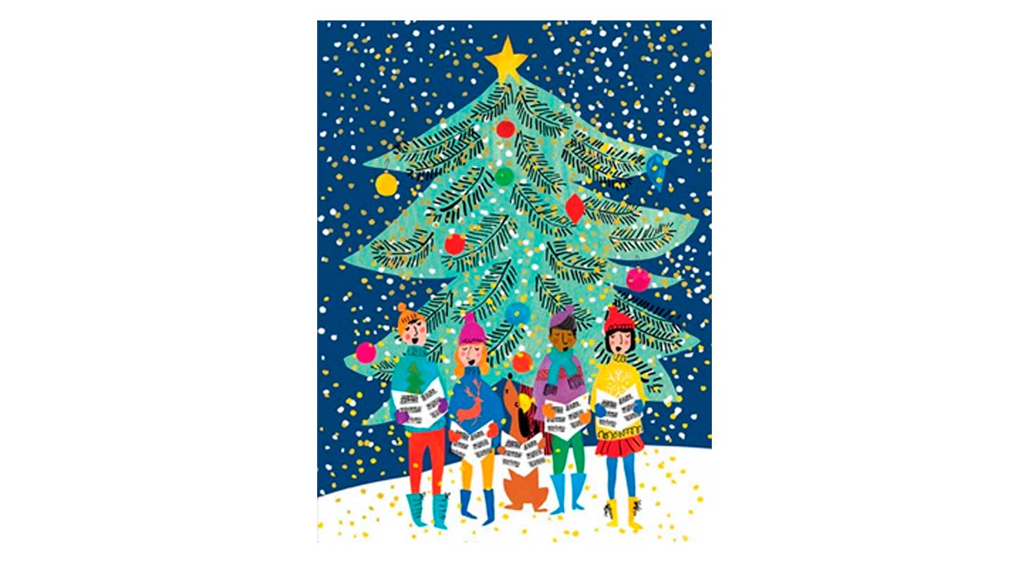 Christmas Carolers Large Embellished cards