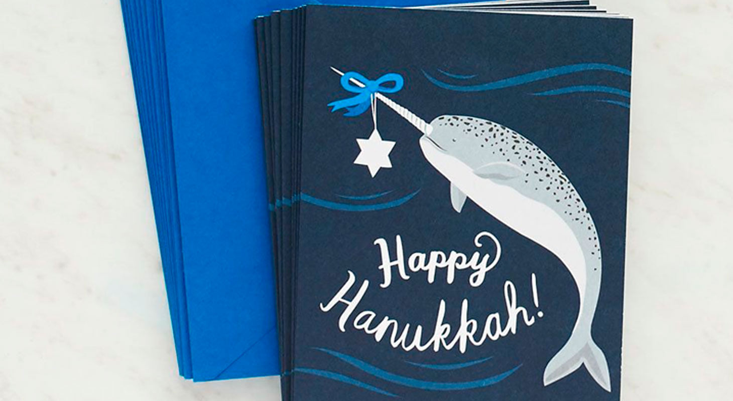 Narwhale Happy Hanukkah cards