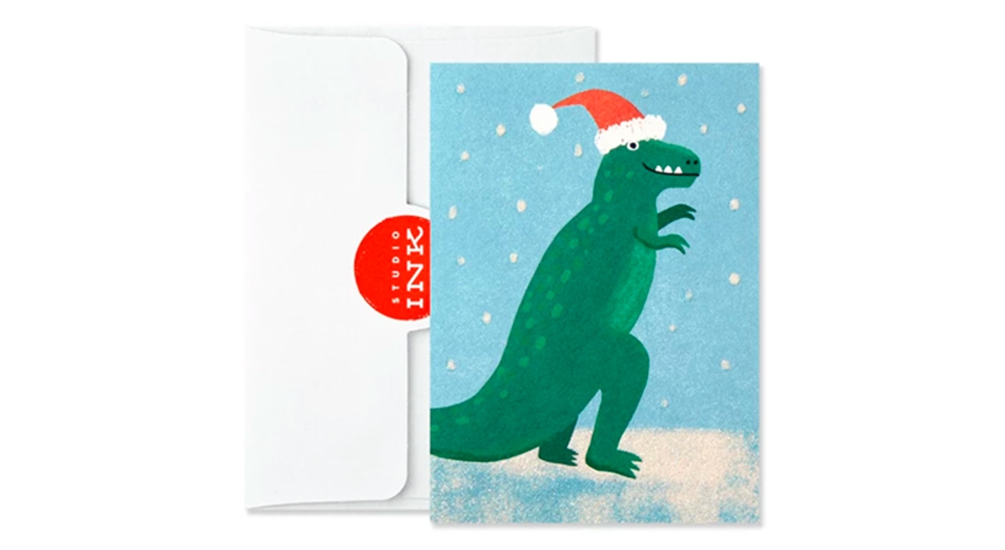 T-Rex Santa Hat cards